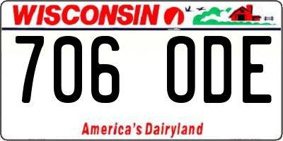 WI license plate 706ODE