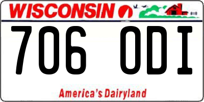 WI license plate 706ODI