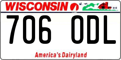 WI license plate 706ODL