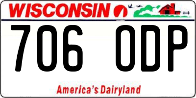 WI license plate 706ODP