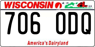 WI license plate 706ODQ