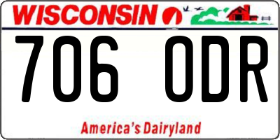 WI license plate 706ODR