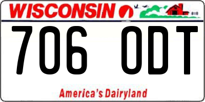 WI license plate 706ODT
