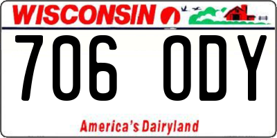 WI license plate 706ODY