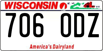 WI license plate 706ODZ
