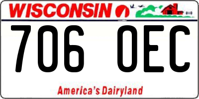 WI license plate 706OEC