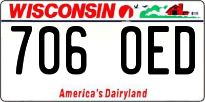 WI license plate 706OED