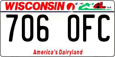 WI license plate 706OFC