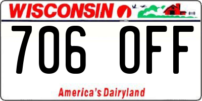 WI license plate 706OFF