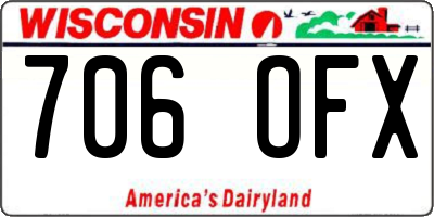 WI license plate 706OFX