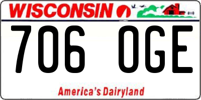 WI license plate 706OGE