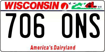 WI license plate 706ONS