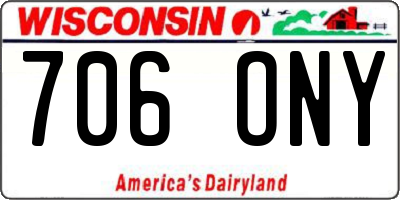 WI license plate 706ONY