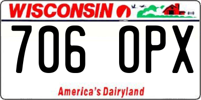 WI license plate 706OPX