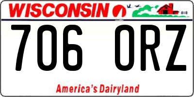 WI license plate 706ORZ