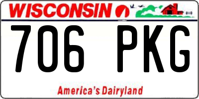 WI license plate 706PKG