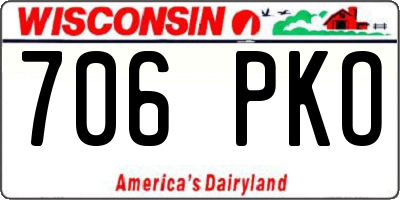 WI license plate 706PKO