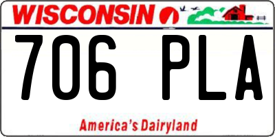 WI license plate 706PLA