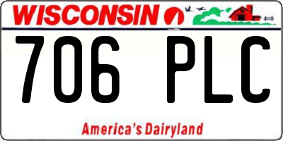 WI license plate 706PLC