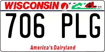 WI license plate 706PLG