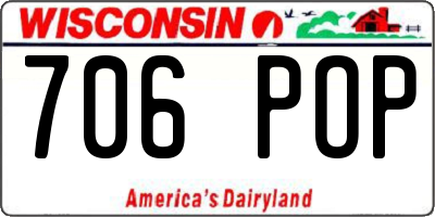 WI license plate 706POP