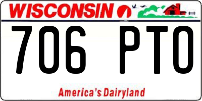 WI license plate 706PTO