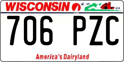 WI license plate 706PZC