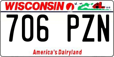 WI license plate 706PZN