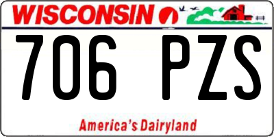 WI license plate 706PZS