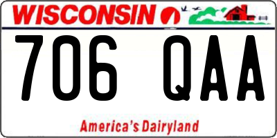 WI license plate 706QAA