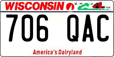 WI license plate 706QAC