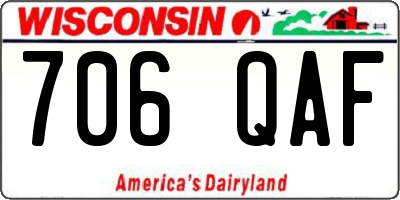 WI license plate 706QAF