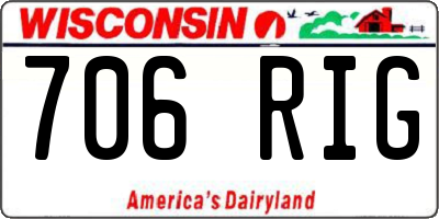 WI license plate 706RIG