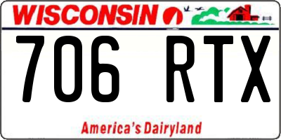 WI license plate 706RTX