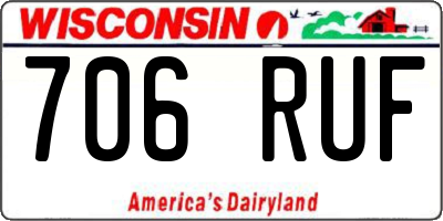 WI license plate 706RUF