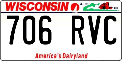 WI license plate 706RVC