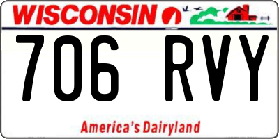 WI license plate 706RVY