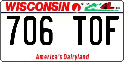 WI license plate 706TOF