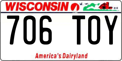 WI license plate 706TOY