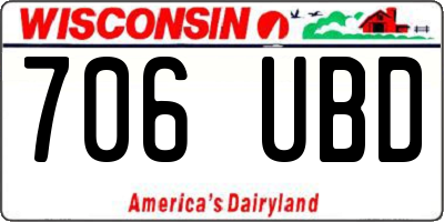 WI license plate 706UBD
