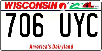 WI license plate 706UYC