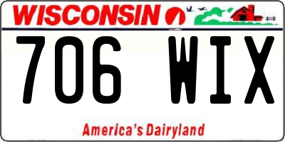 WI license plate 706WIX