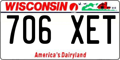 WI license plate 706XET