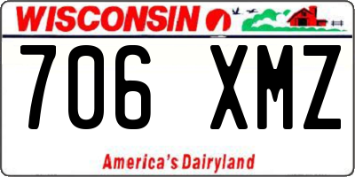 WI license plate 706XMZ