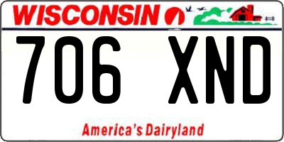 WI license plate 706XND