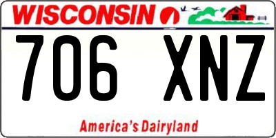 WI license plate 706XNZ