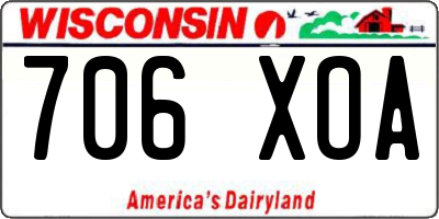 WI license plate 706XOA