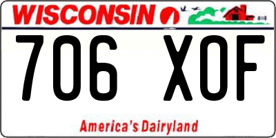 WI license plate 706XOF
