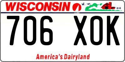 WI license plate 706XOK