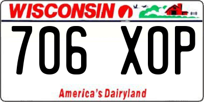 WI license plate 706XOP